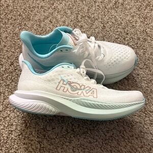 Hoka Kids White & Teal Athletic Sneakers